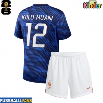 Frankreich Randal Kolo Muani #12 Heimtrikotsatz Kinder WM 2026 Kurzarm (+ Kurze Hosen)